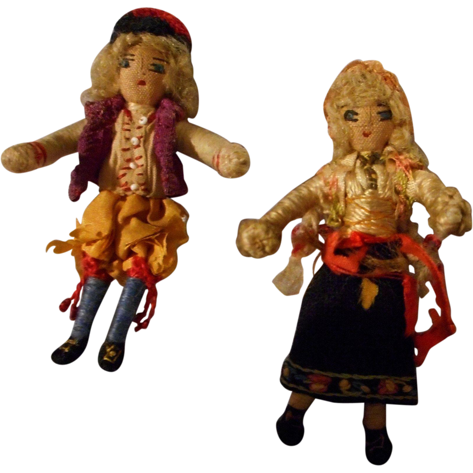 Unique Antique Thread Wrapped Wire Dolls from eleanorslegacy on Ruby Lane