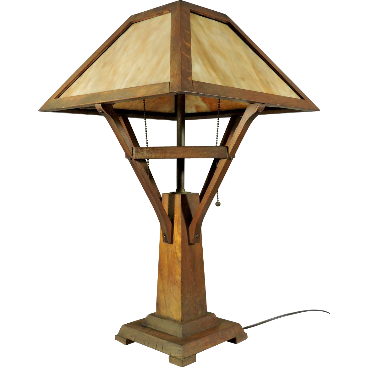 Vintage Oak Mission Table Lamp from thecuriousamerican on Ruby Lane