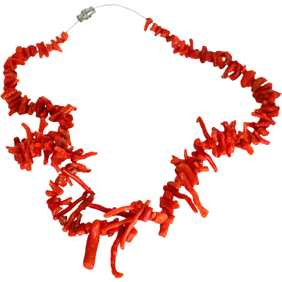 Authentic Red Branch Coral Necklace 18 1/2" from rubylane