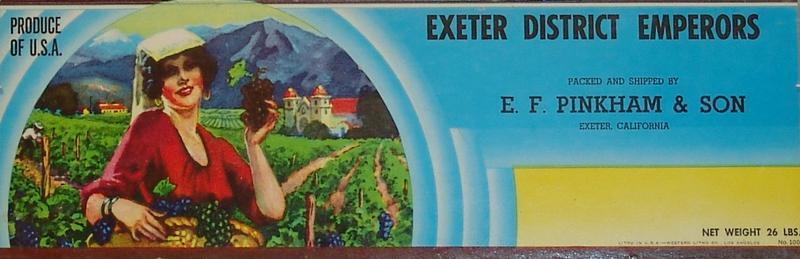 Exeter District Emperors Shipping Crate Label 26 lbs. Produce of USA Exeter District Emperors Shipping Crate Label 26 lbs. Produce of USA