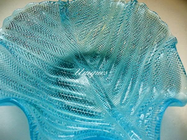 2 Ice Blue Italian Art Glass Leaf Nesting Nut Dishes 1960's 2 Ice Blue Italian Art Glass Leaf Nesting Nut Dishes 1960's
