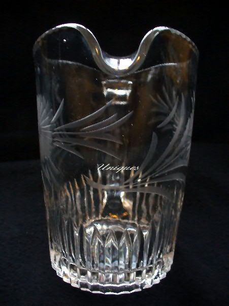 Elegant Cut Crystal Glass Water Pitcher with Flowers & Leaves Elegant Cut Crystal Glass Water Pitcher with Flowers & Leaves