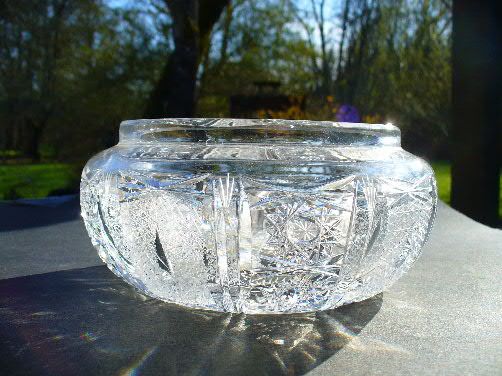 American Brilliant Cut Higgins & Seiter Imperial Glass Hair Receiver Powder Jar American Brilliant Cut Higgins & Seiter Imperial Glass Hair Receiver Powder Jar