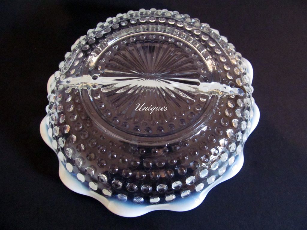 Vintage Anchor Hocking Blue Opalescent Moonstone Divided Serving Dish 1940's Vintage Anchor Hocking Blue Opalescent Moonstone Divided Serving Dish 1940's