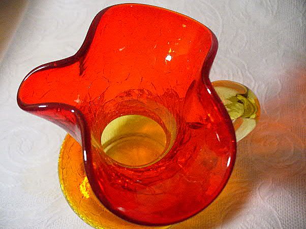 Vintage Glass Kanawha Amberina Crackle Glass Pitcher Vintage Glass Kanawha Amberina Crackle Glass Pitcher