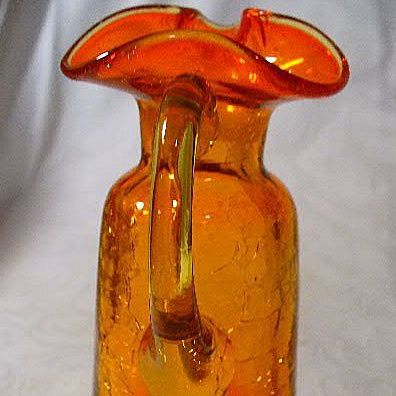 Rainbow Glass Amberina Crackle Glass Cruet Oil / Vinegar Bottle Rainbow Glass Amberina Crackle Glass Cruet Oil / Vinegar Bottle