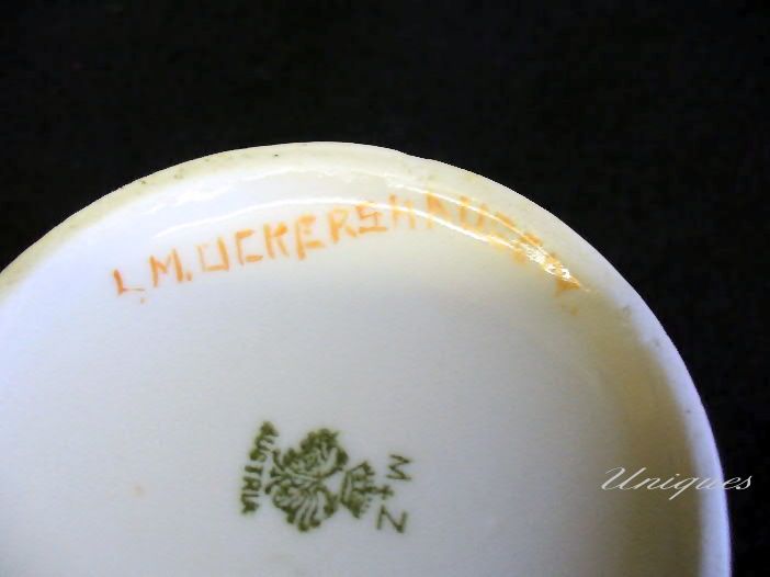 MZ Austria Porcelain Hair Receiver Dish HP Flowers Hydrangea MZ Austria Porcelain Hair Receiver Dish HP Flowers Hydrangea