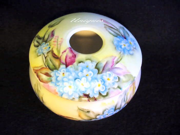 MZ Austria Porcelain Hair Receiver Dish HP Flowers Hydrangea MZ Austria Porcelain Hair Receiver Dish HP Flowers Hydrangea