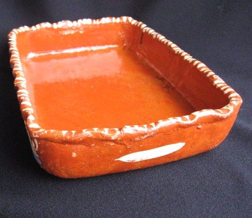 Vintage Mexican Bandera Redware Pottery Rectangular Dish Vintage Mexican Bandera Redware Pottery Rectangular Dish