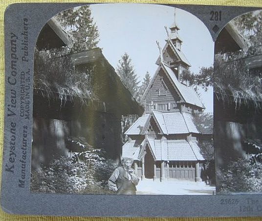Stereoscopic Card of the Little Stave Church of Gol / Oslo, Norway Stereoscopic Card of the Little Stave Church of Gol / Oslo, Norway