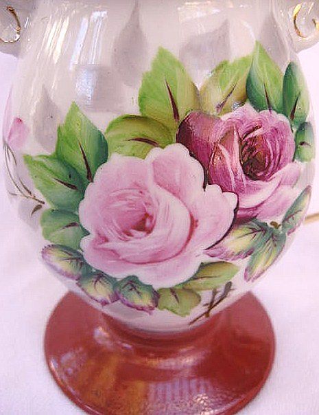 Occupied Japan Porcelain Floral Pattern Lamp Occupied Japan Porcelain Floral Pattern Lamp