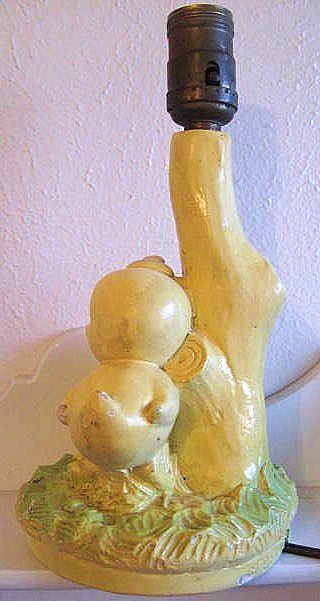 Vintage 1950 Chalk or Plaster Yellow Chick & Egg Lamp by the Bo Low Co. Vintage 1950 Chalk or Plaster Yellow Chick & Egg Lamp by the Bo Low Co.