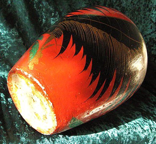 Tonala Mexico Burnished Fantasia Vase Feathered Bird Design circa 1940 Tonala Mexico Burnished Fantasia Vase Feathered Bird Design circa 1940