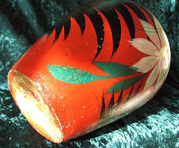 Tonala Mexico Burnished Fantasia Vase Feathered Bird Design circa 1940 Tonala Mexico Burnished Fantasia Vase Feathered Bird Design circa 1940