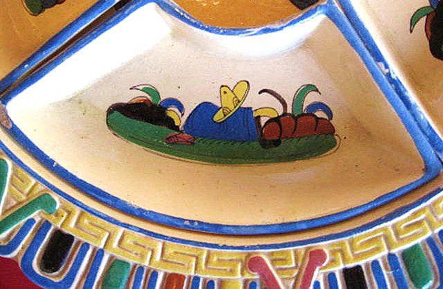 Tlaquepaque Mexico Aldana Pottery Chip and Dip Set circa 1930 Tlaquepaque Mexico Aldana Pottery Chip and Dip Set circa 1930