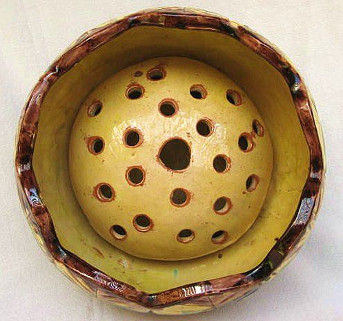 Vintage Oaxacan Dripware Pottery Bowl / Vase with Floral Frog -- Mexico circa 1930s Vintage Oaxacan Dripware Pottery Bowl / Vase with Floral Frog -- Mexico circa 1930s