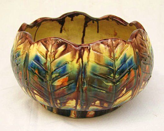Vintage Oaxacan Dripware Pottery Bowl / Vase with Floral Frog -- Mexico circa 1930s Vintage Oaxacan Dripware Pottery Bowl / Vase with Floral Frog -- Mexico circa 1930s