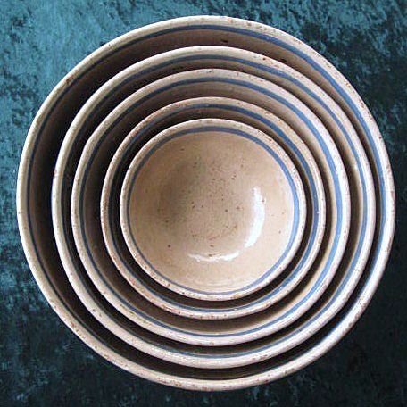 Five Tlaquepaque Mexico Pottery Nesting Bowls Five Tlaquepaque Mexico Pottery Nesting Bowls