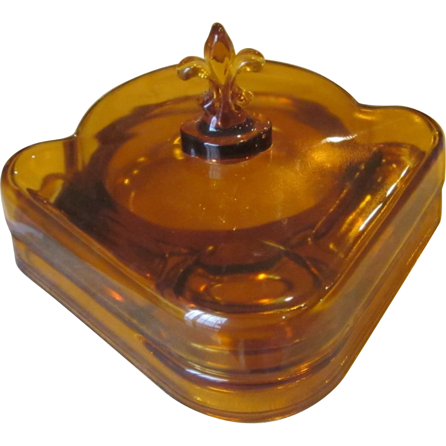 Fostoria Depression glass large vanity compact Fostoria Depression glass large vanity compact