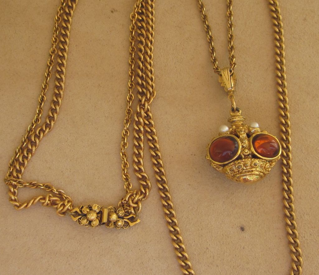 Unsigned Goldette Vintage Victorian Revival Fob Necklace Unsigned Goldette Vintage Victorian Revival Fob Necklace
