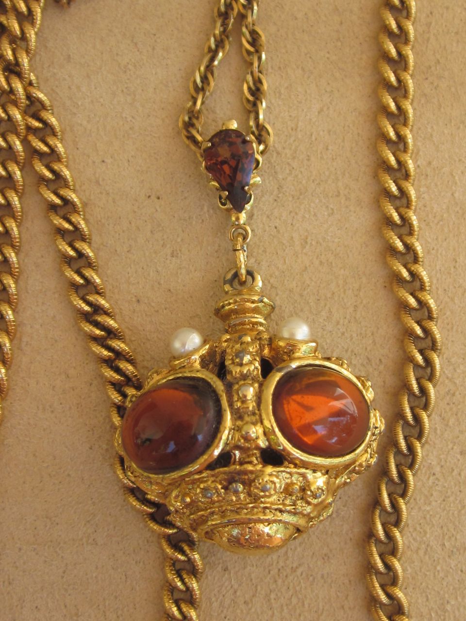 Unsigned Goldette Vintage Victorian Revival Fob Necklace Unsigned Goldette Vintage Victorian Revival Fob Necklace