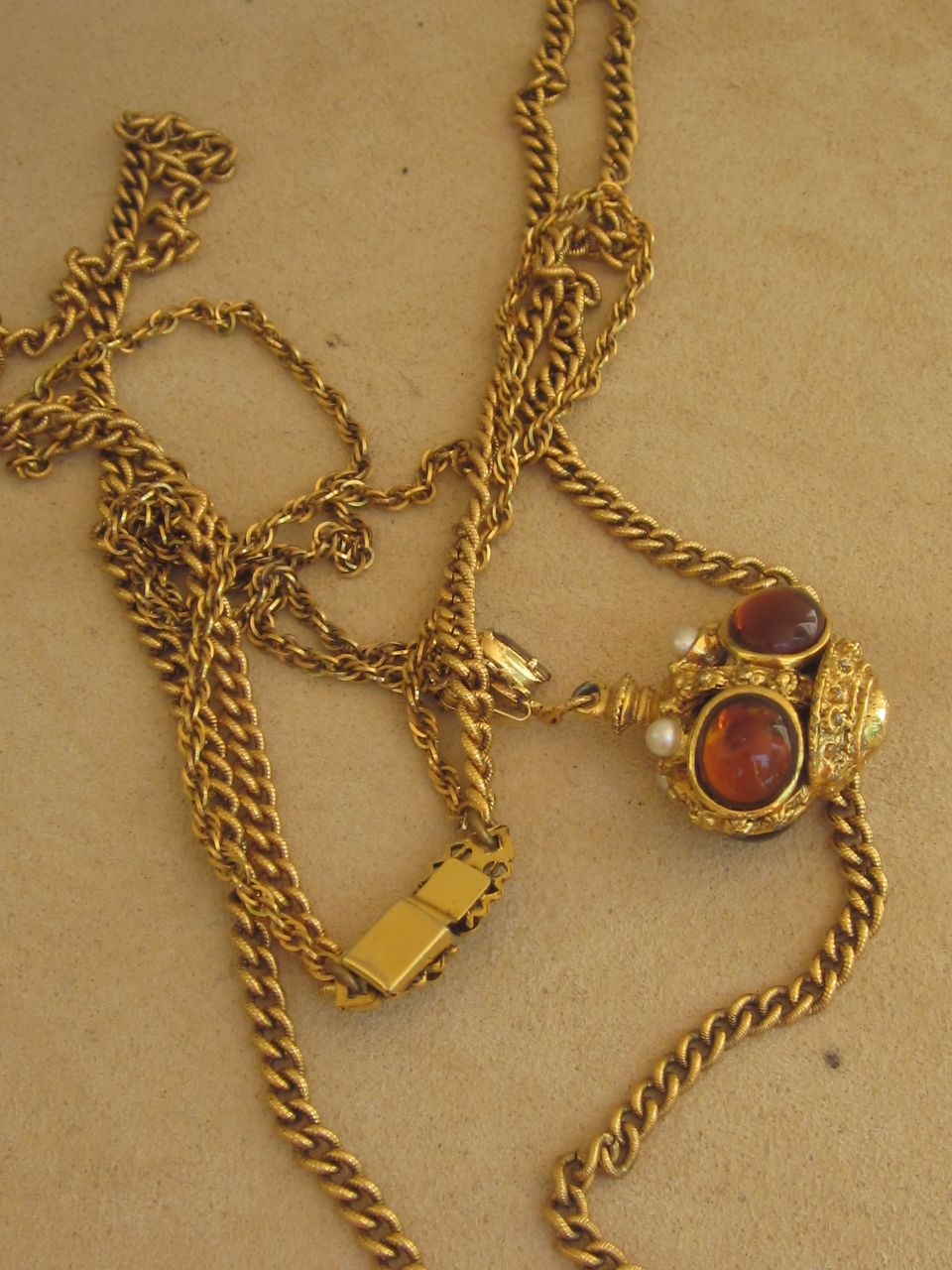Unsigned Goldette Vintage Victorian Revival Fob Necklace Unsigned Goldette Vintage Victorian Revival Fob Necklace