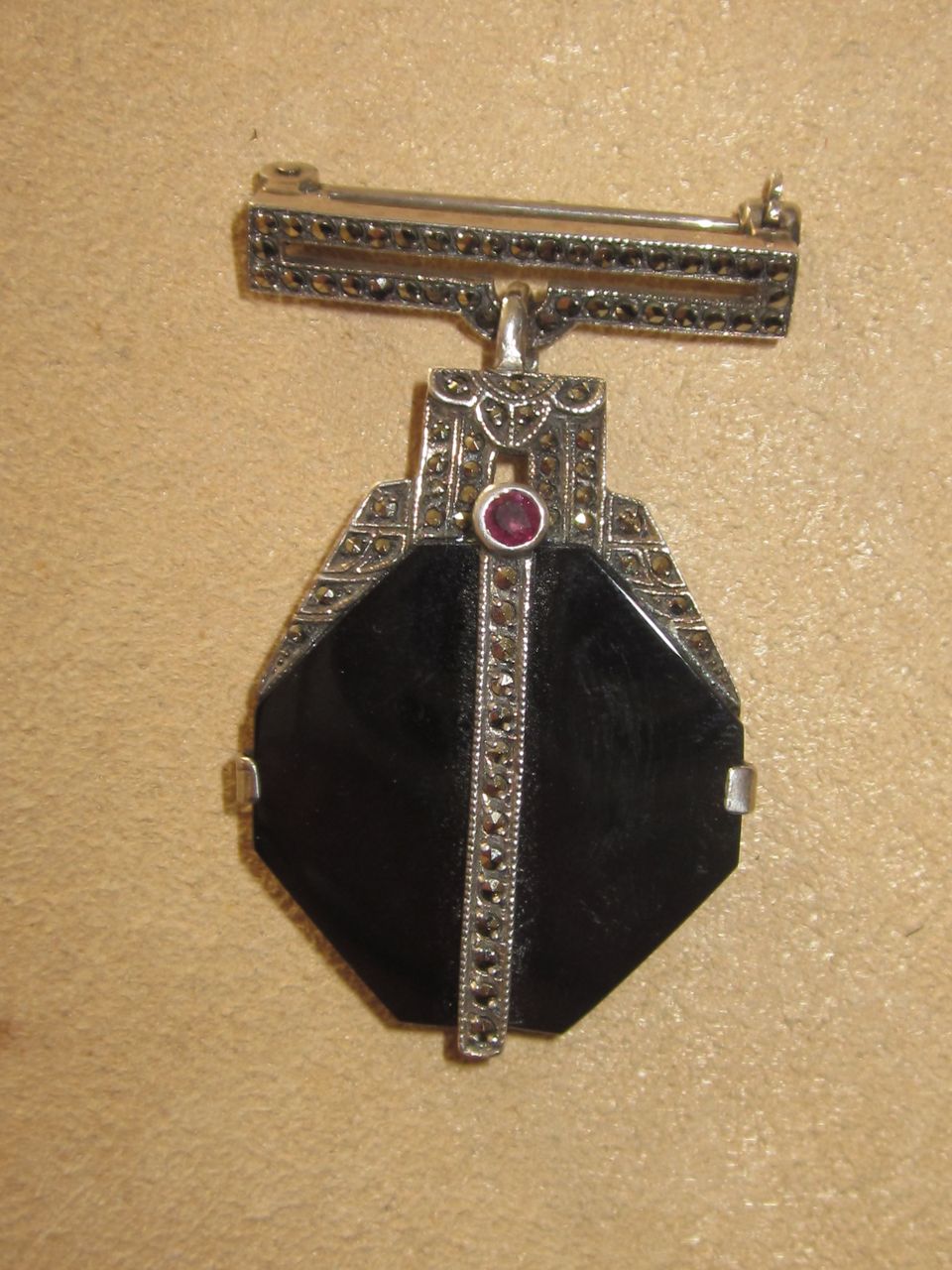 Sterling Marcasite Fob Brooch or Pendant Sterling Marcasite Fob Brooch or Pendant