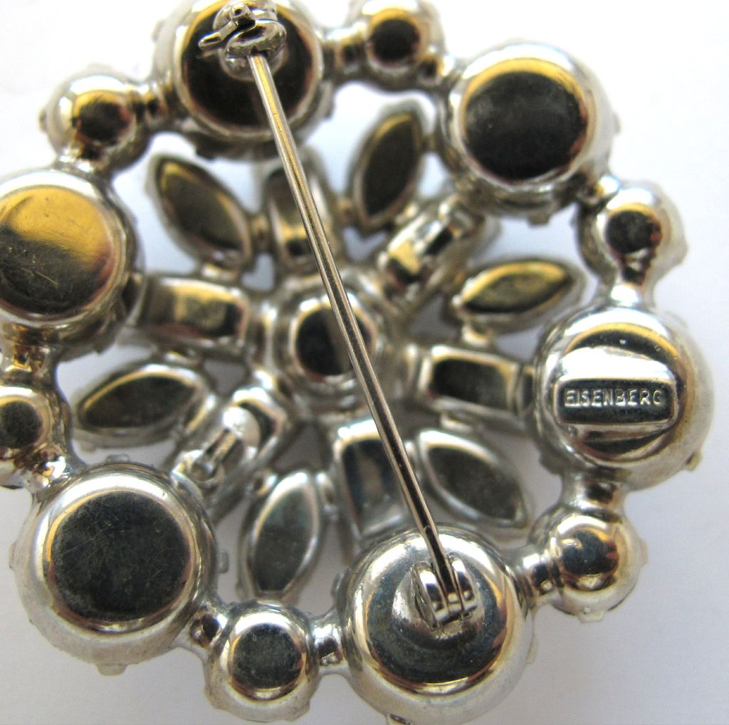 Eisenberg Clear Rhinestone Classic Round Brooch Eisenberg Clear Rhinestone Classic Round Brooch