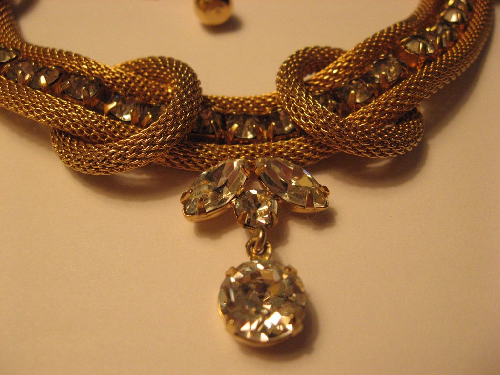 Volupte Gold Tone Mesh Rope Necklace with Rhinestones Volupte Gold Tone Mesh Rope Necklace with Rhinestones