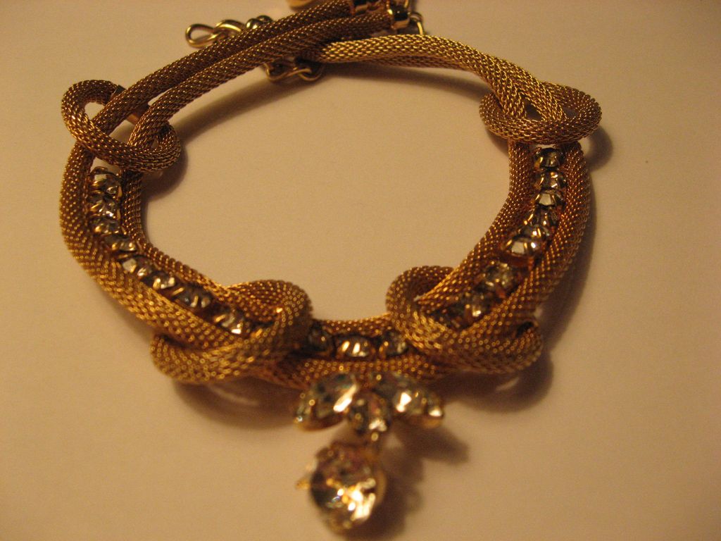 Volupte Gold Tone Mesh Rope Necklace with Rhinestones Volupte Gold Tone Mesh Rope Necklace with Rhinestones