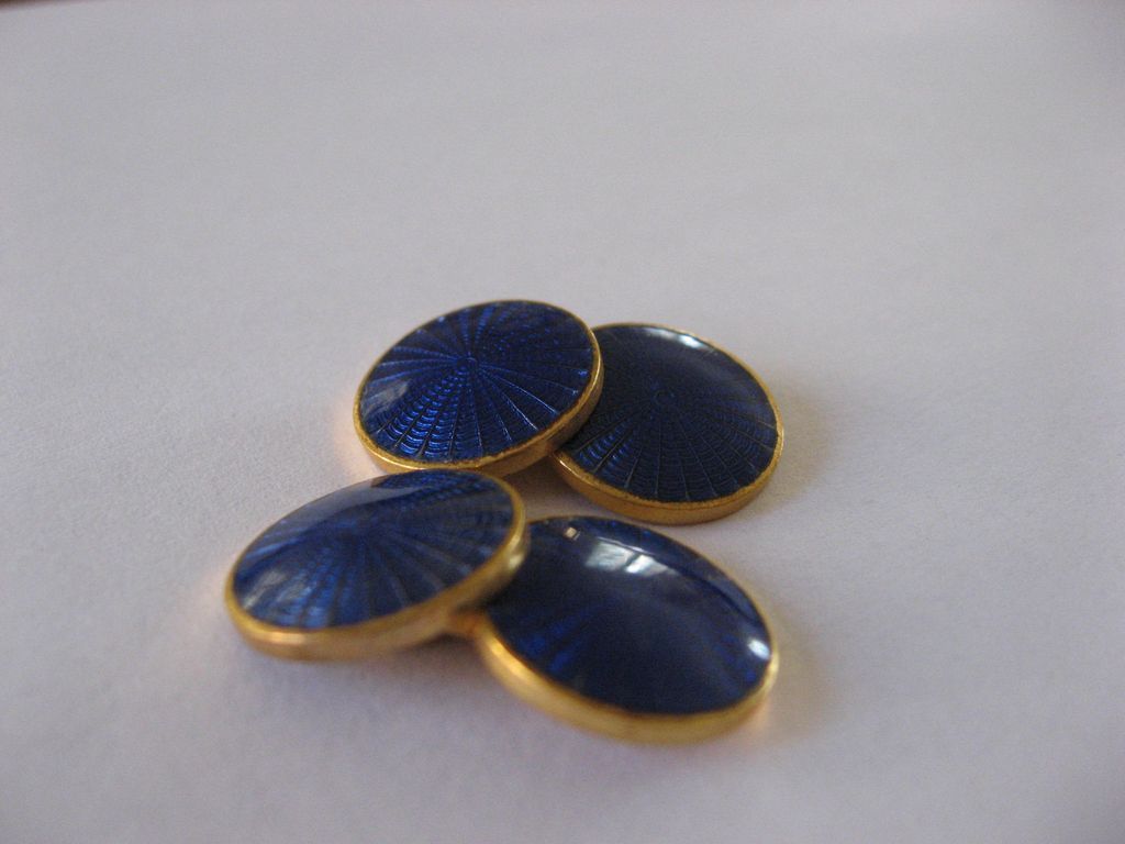 Vintage Blue Guilloche Enamel Cuff Links Vintage Blue Guilloche Enamel Cuff Links