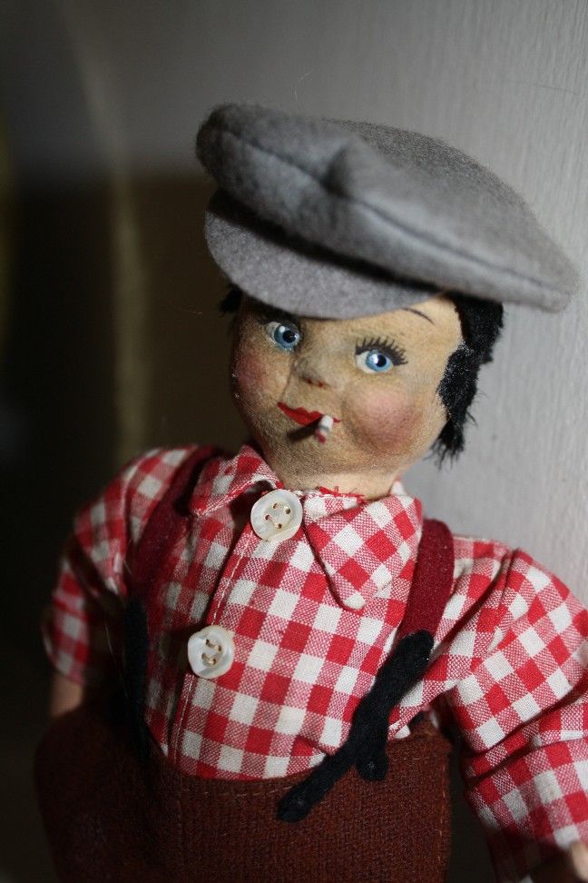 Adorable Jackie Coogan "The Kid" Cloth Smoker Doll Adorable Jackie Coogan "The Kid" Cloth Smoker Doll