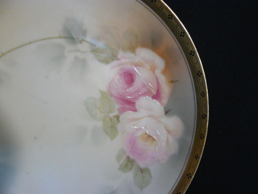 Hand painted Seltmann Bavarian porcelain plate with roses Hand painted Seltmann Bavarian porcelain plate with roses