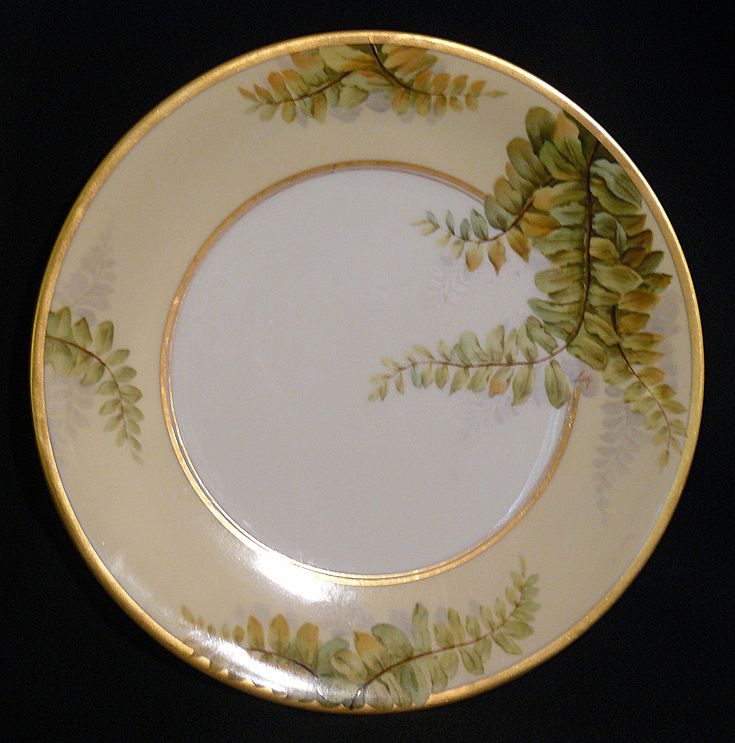 "Luc" T&V artist of Limoges porcelain plate of ferns "Luc" T&V artist of Limoges porcelain plate of ferns