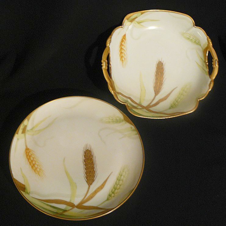 Porcelain Limoges wheat shafts pair Lattrille Freres Old Abbey Porcelain Limoges wheat shafts pair Lattrille Freres Old Abbey