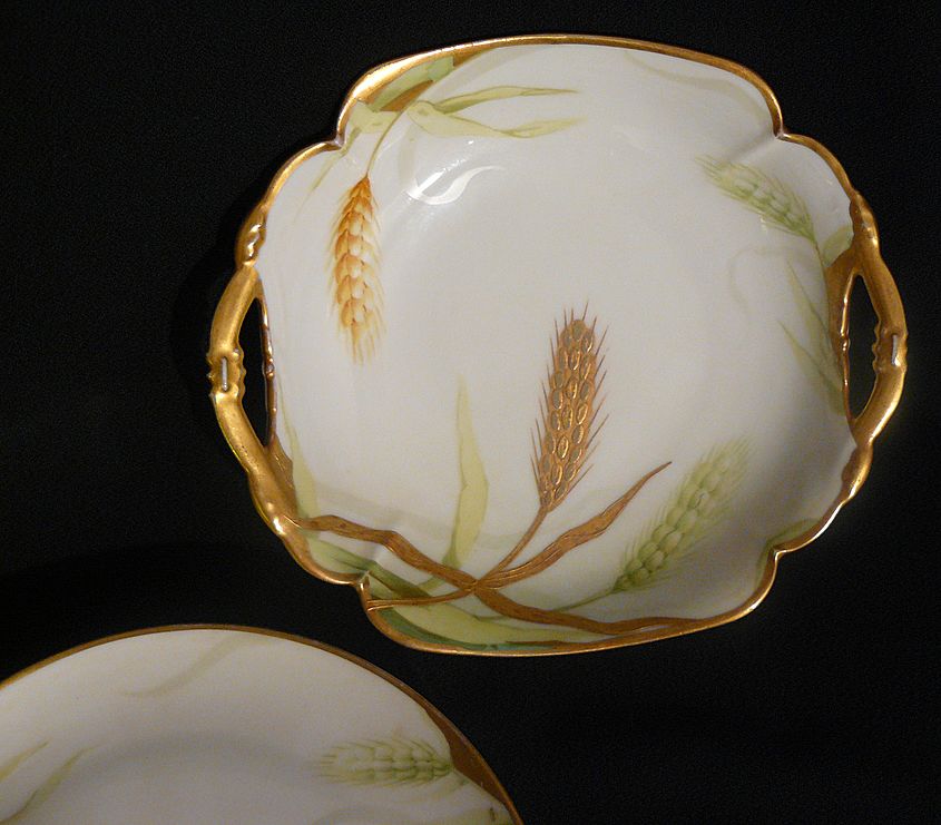 Porcelain Limoges wheat shafts pair Lattrille Freres Old Abbey Porcelain Limoges wheat shafts pair Lattrille Freres Old Abbey