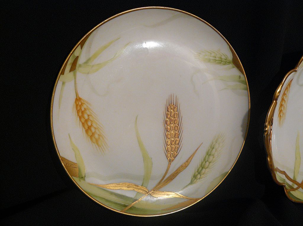 Porcelain Limoges wheat shafts pair Lattrille Freres Old Abbey Porcelain Limoges wheat shafts pair Lattrille Freres Old Abbey