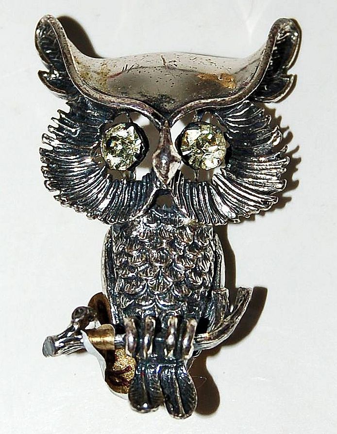 Vintage Beau Sterling Silver Owl Pin Vintage Beau Sterling Silver Owl Pin