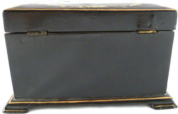 Papier Mache Tea Caddy Mother of Pearl Abalone Inlay Circa 1850 Papier Mache Tea Caddy Mother of Pearl Abalone Inlay Circa 1850