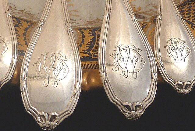 Antique French Sterling Silver Flatware Service for 12~10 Piece Place Settings & Fish Service Antique French Sterling Silver Flatware Service for 12~10 Piece Place Settings & Fish Service