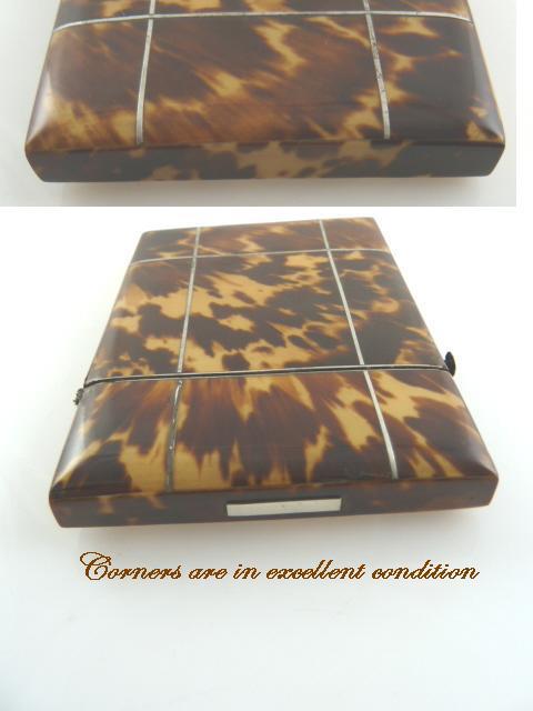 Antique Tortoise Shell & Silver Card Case with Silver Stringing Antique Tortoise Shell & Silver Card Case with Silver Stringing