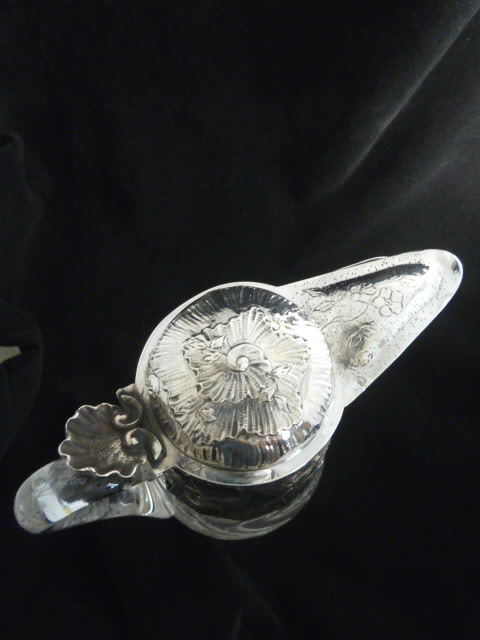 Antique French Sterling Silver & Crystal Decanter, 12" High Circa 1895 Antique French Sterling Silver & Crystal Decanter, 12" High Circa 1895