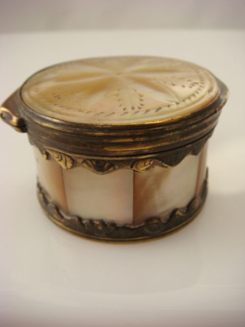 Antique Mother of Pearl & Gilt Snuff Box-Late 18th Century Antique Mother of Pearl & Gilt Snuff Box-Late 18th Century