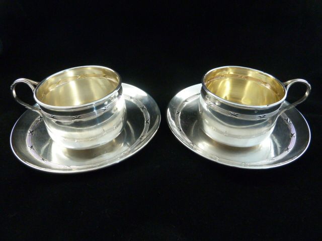 Antique French Sterling Silver Pair of Tea/Coffee Chocolate Cups Antique French Sterling Silver Pair of Tea/Coffee Chocolate Cups