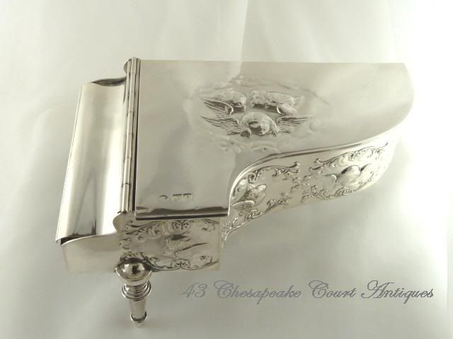 Antique English Sterling Silver Jewelry Box in Form of Grand Piano Antique English Sterling Silver Jewelry Box in Form of Grand Piano