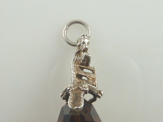 Antique Silver Spinner Fob Pendant with Horse & Rider Jumping Antique Silver Spinner Fob Pendant with Horse & Rider Jumping