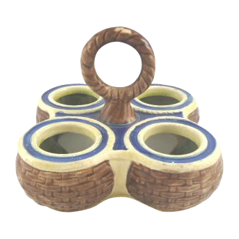 Antique Majolica Basket with Handle Egg Holder Antique Majolica Basket with Handle Egg Holder