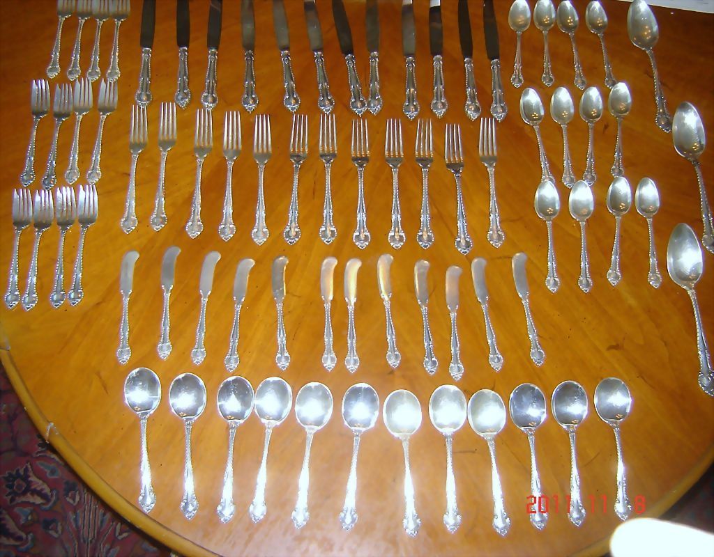 Gorham Sterling Silver Flatware Service For 12 English Gadroon 1939 90 Pieces Gorham Sterling Silver Flatware Service For 12 English Gadroon 1939 90 Pieces