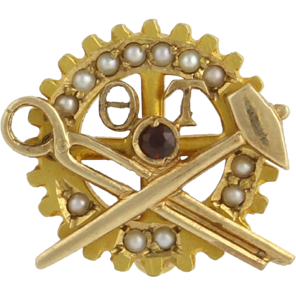 Theta Tau Pin Engineering Fraternity Vintage 10k Yellow Gold