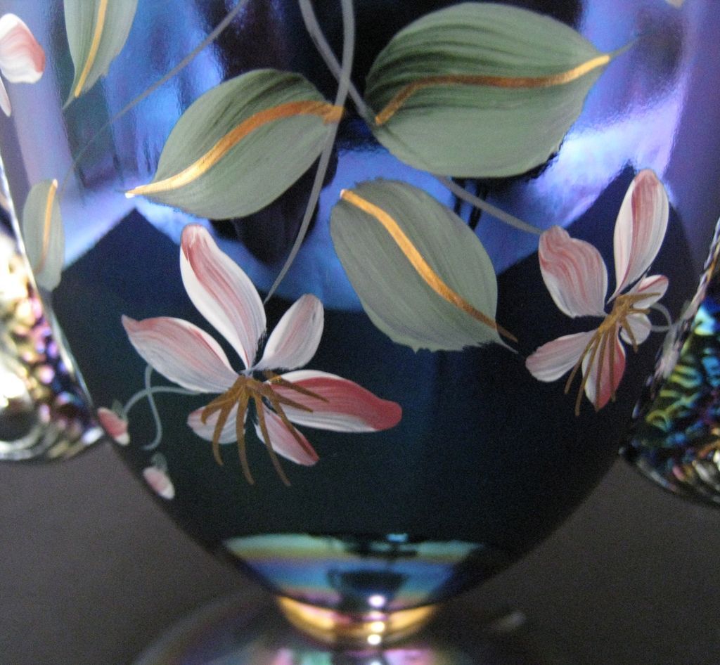 Fenton Black Amethyst Hand Painted Temple Jar Fenton Black Amethyst Hand Painted Temple Jar